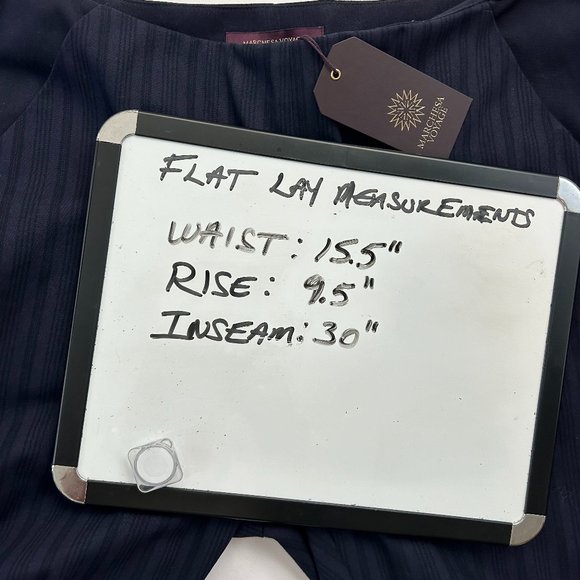 NEW - Marchesa Voyage Midnight Blue Mid Rise Striped Straight Pants Quite Luxury - Picture 14 of 14